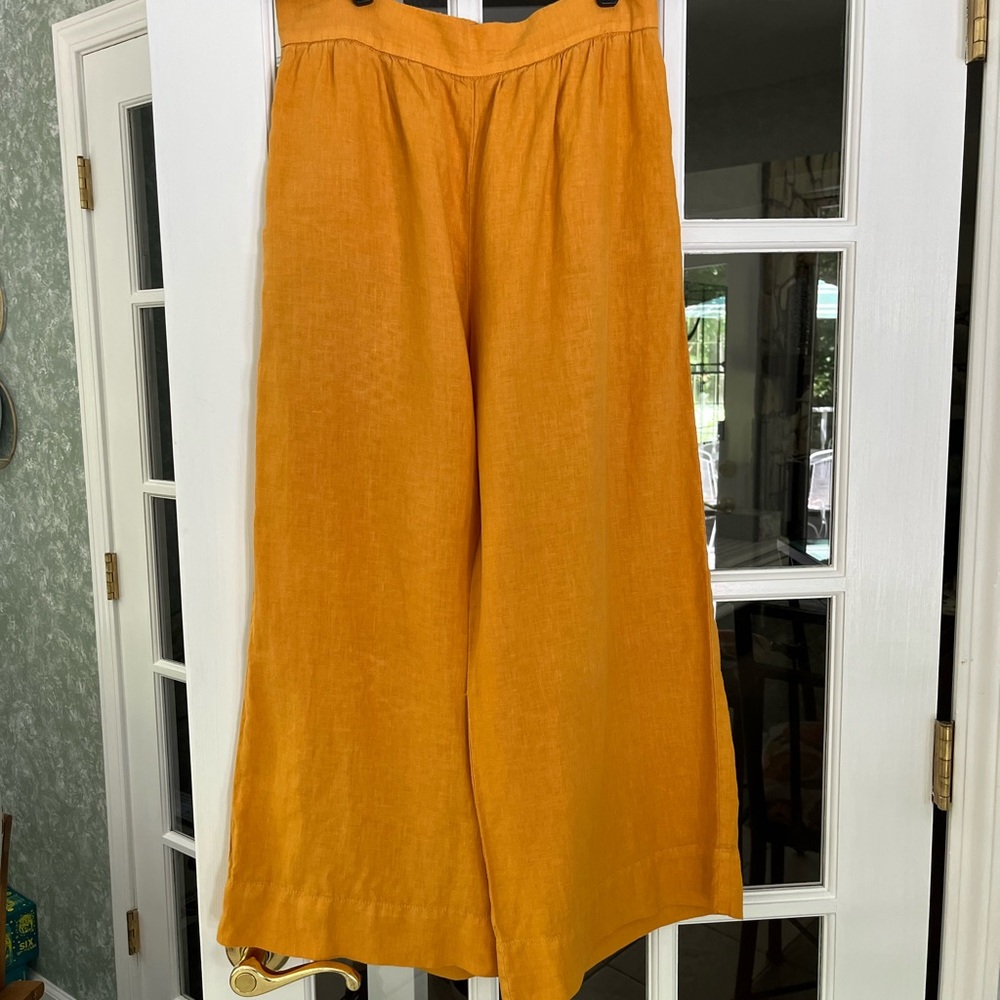 Loft Wide Leg Linen Crop Pants